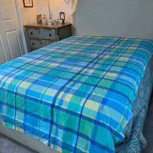 Wamsutta Blue and Green Plaid Bedding Sheet
